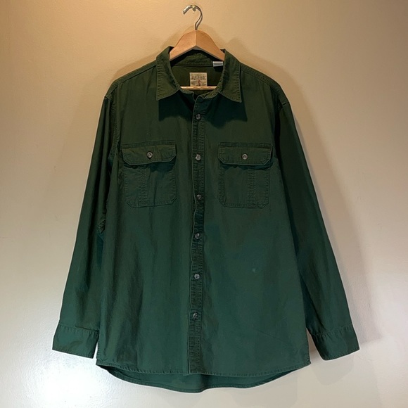 Army Green Button Down Shirt Shacket - Picture 1 of 8